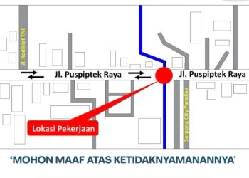 Perbaikan Drainase Jalan Puspiptek Tangsel Dimulai, Pengendara Diimbau Berhati-hati
